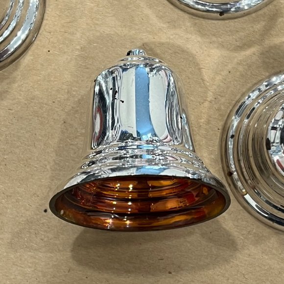 Set Of 8 Silver & Amber Bell-Shaped Ornaments - Picture 2 of 3